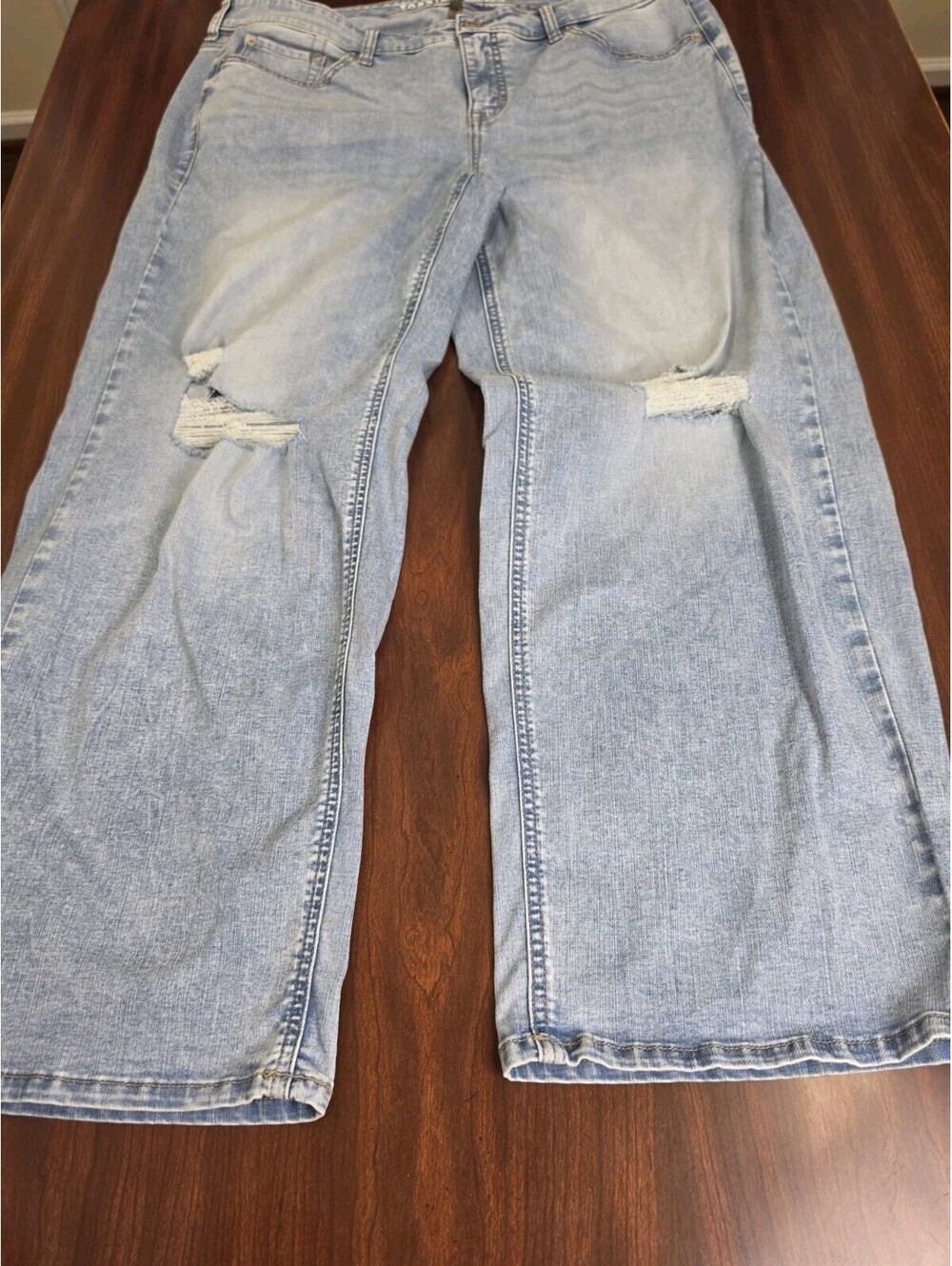 Torrid Perfect Wide Leg Jeans Womens 18R Distressed Light Wash Vintage Stretch